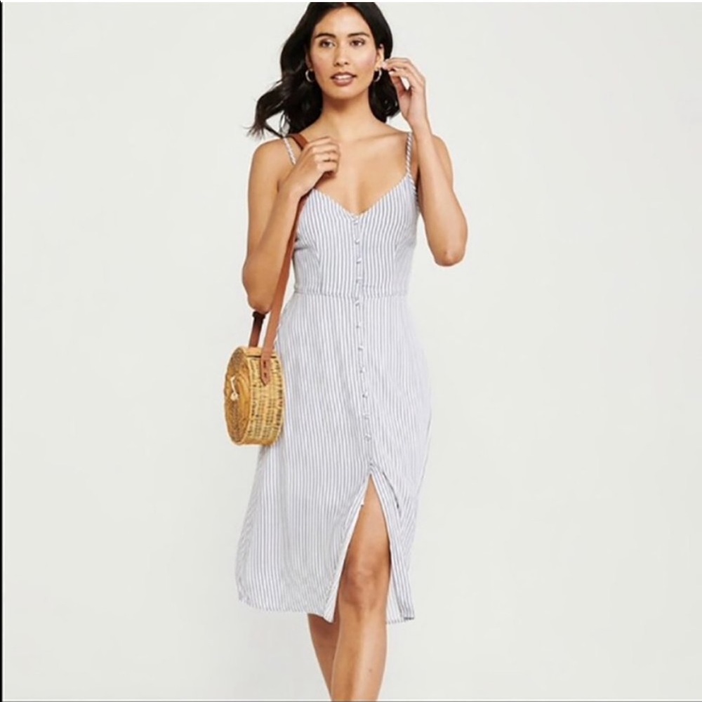 Blue Stripe button front Abercrombie midi dress